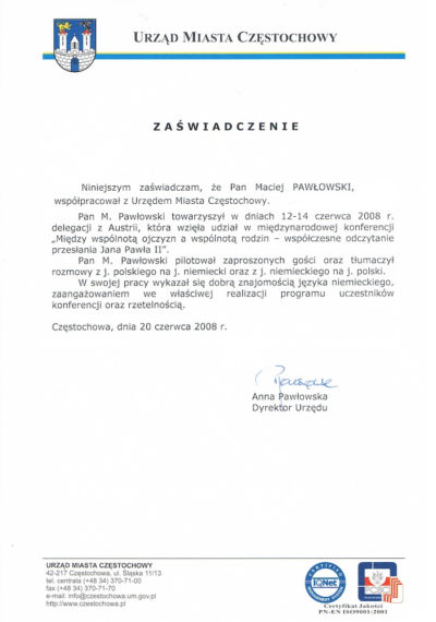 Tłumacz przysięgły języka niemieckiego - mgr Maciej Pawłowski - niemiecki Wieluń